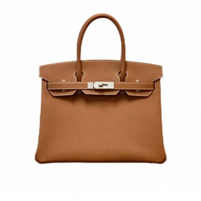 HERMES HERHERMES BIRKIN GOLDEN BROWN  H02837 HALF-HANDMADE (30cm*22cm*16cm)